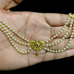 GOLD MOTI HAR- (2CPQ7H)-(WGT: 0.920 GM APPROX) BIS CERTIFIED HUID HALLMARK 375 9KT GOLD MOTI NECKLACE 1 PIECE  WITH ADJUSTABLE TASSEL FOR GIFT IN MARRIAGE.