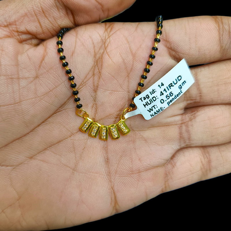 GPM9K- (41IRUD) (WGT: 0.560 GM APPROX) BIS CERTIFIED HUID HALLMARK 375 9KT GOLD PENDANT FOR WOMEN 1 PIECE WITH FREE MANGALSUTRA & TASSEL.