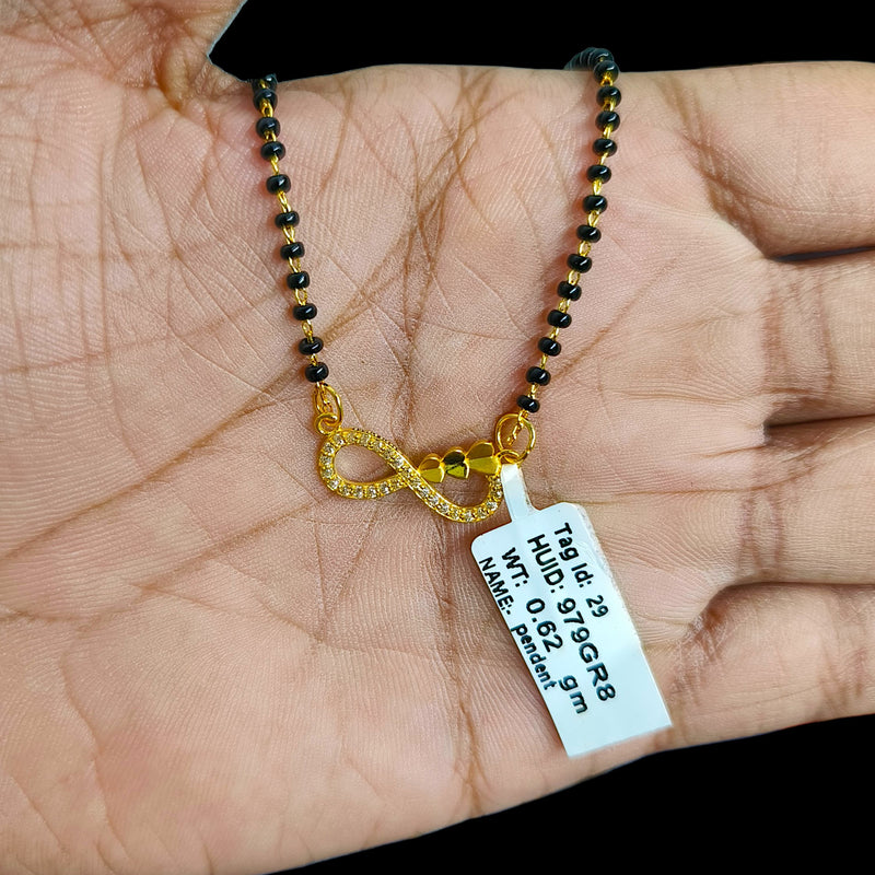 GPM9K- (979GR8) (WGT: 0.620 GM APPROX) BIS CERTIFIED HUID HALLMARK 375 9KT GOLD PENDANT FOR WOMEN 1 PIECE WITH FREE MANGALSUTRA & TASSEL.