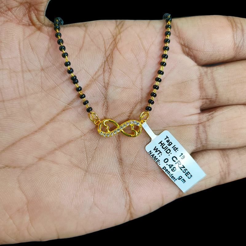 GPM9K- (CRZ5E3) (WGT: 0.490 GM APPROX) BIS CERTIFIED HUID HALLMARK 375 9KT GOLD PENDANT FOR WOMEN 1 PIECE WITH FREE MANGALSUTRA & TASSEL.