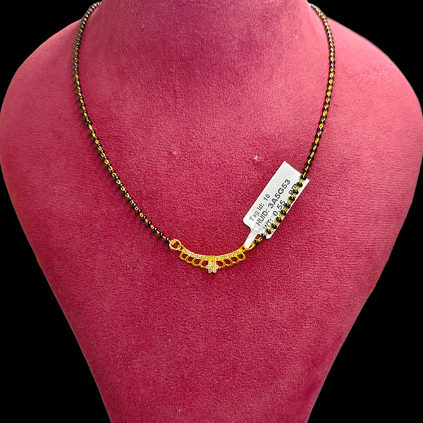 GPM9K- (3A5G53) (WGT: 0.550 GM APPROX) BIS CERTIFIED HUID HALLMARK 375 9KT GOLD PENDANT FOR WOMEN 1 PIECE WITH FREE MANGALSUTRA & TASSEL.