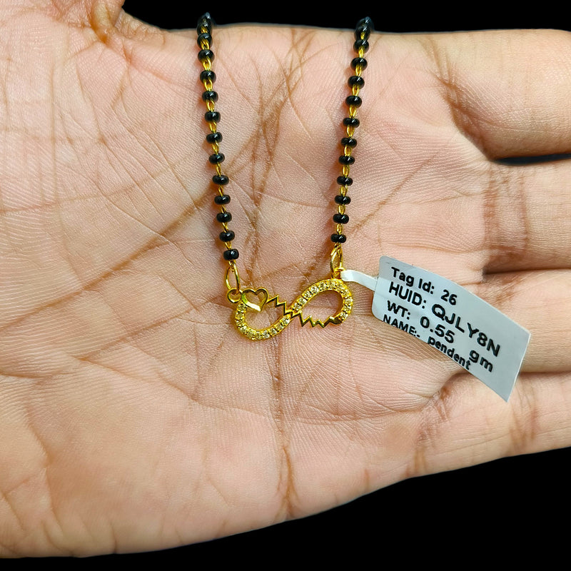 GPM9K- (QJLY8N) (WGT: 0.550 GM APPROX) BIS CERTIFIED HUID HALLMARK 375 9KT GOLD PENDANT FOR WOMEN 1 PIECE WITH FREE MANGALSUTRA & TASSEL.
