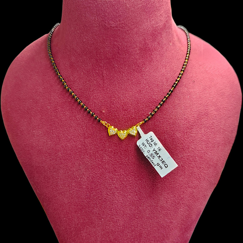 GPM9K- (YMX3EQ) (WGT: 0.550 GM APPROX) BIS CERTIFIED HUID HALLMARK 375 9KT GOLD PENDANT FOR WOMEN 1 PIECE WITH FREE MANGALSUTRA & TASSEL.