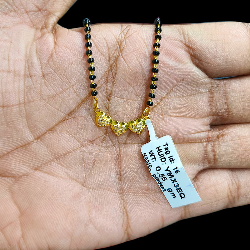 GPM9K- (YMX3EQ) (WGT: 0.550 GM APPROX) BIS CERTIFIED HUID HALLMARK 375 9KT GOLD PENDANT FOR WOMEN 1 PIECE WITH FREE MANGALSUTRA & TASSEL.