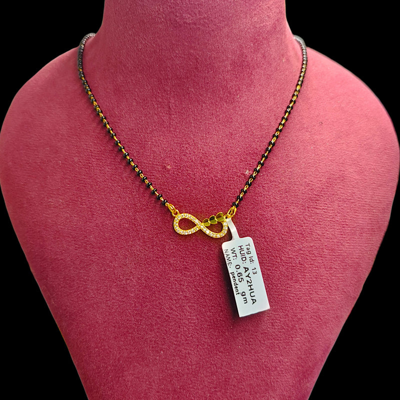 GPM9K- (AY2HUA) (WGT: 0.650 GM APPROX) BIS CERTIFIED HUID HALLMARK 375 9KT GOLD PENDANT FOR WOMEN 1 PIECE WITH FREE MANGALSUTRA & TASSEL.