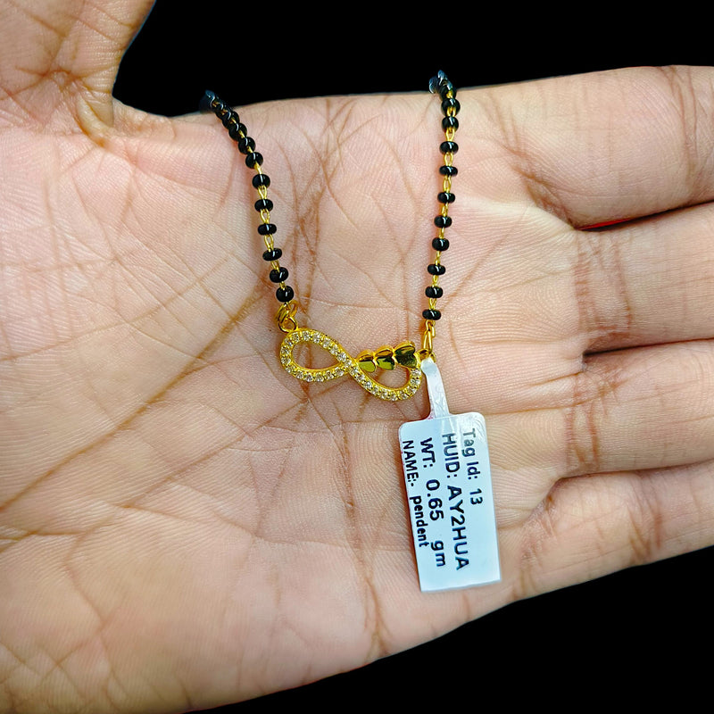 GPM9K- (AY2HUA) (WGT: 0.650 GM APPROX) BIS CERTIFIED HUID HALLMARK 375 9KT GOLD PENDANT FOR WOMEN 1 PIECE WITH FREE MANGALSUTRA & TASSEL.