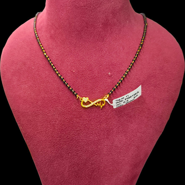 GPM9K- (FQ61WA) (WGT: 0.500 GM APPROX) BIS CERTIFIED HUID HALLMARK 375 9KT GOLD PENDANT FOR WOMEN 1 PIECE WITH FREE MANGALSUTRA & TASSEL.