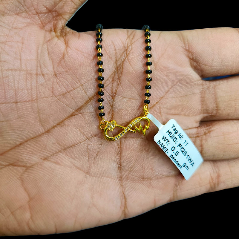 GPM9K- (FQ61WA) (WGT: 0.500 GM APPROX) BIS CERTIFIED HUID HALLMARK 375 9KT GOLD PENDANT FOR WOMEN 1 PIECE WITH FREE MANGALSUTRA & TASSEL.