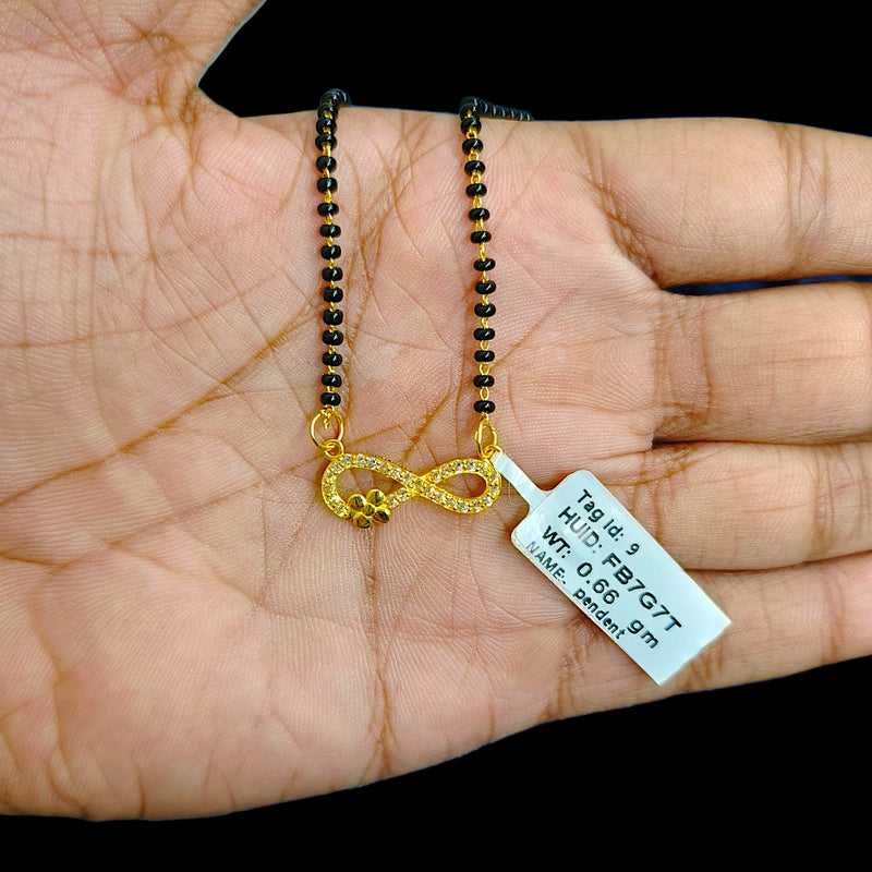 GPM9K- (FB7G7T) (WGT: 0.660 GM APPROX) BIS CERTIFIED HUID HALLMARK 375 9KT GOLD PENDANT FOR WOMEN 1 PIECE WITH FREE MANGALSUTRA & TASSEL.