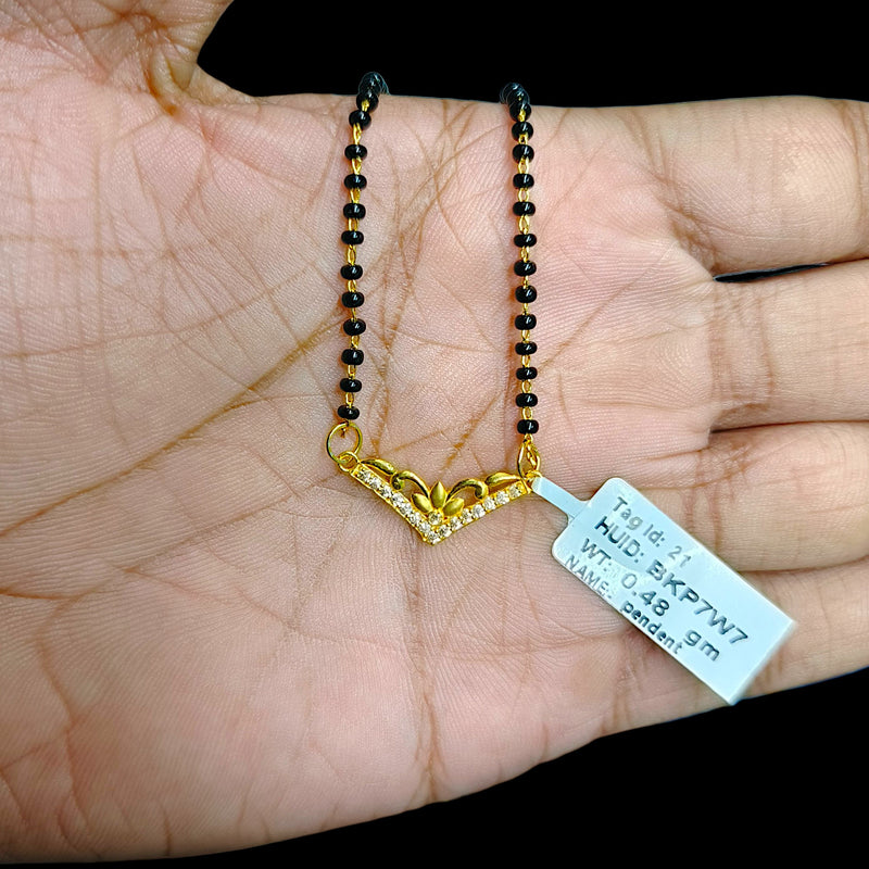 GPM9K- (BKP7W7) (WGT: 0.480 GM APPROX) BIS CERTIFIED HUID HALLMARK 375 9KT GOLD PENDANT FOR WOMEN 1 PIECE WITH FREE MANGALSUTRA & TASSEL.