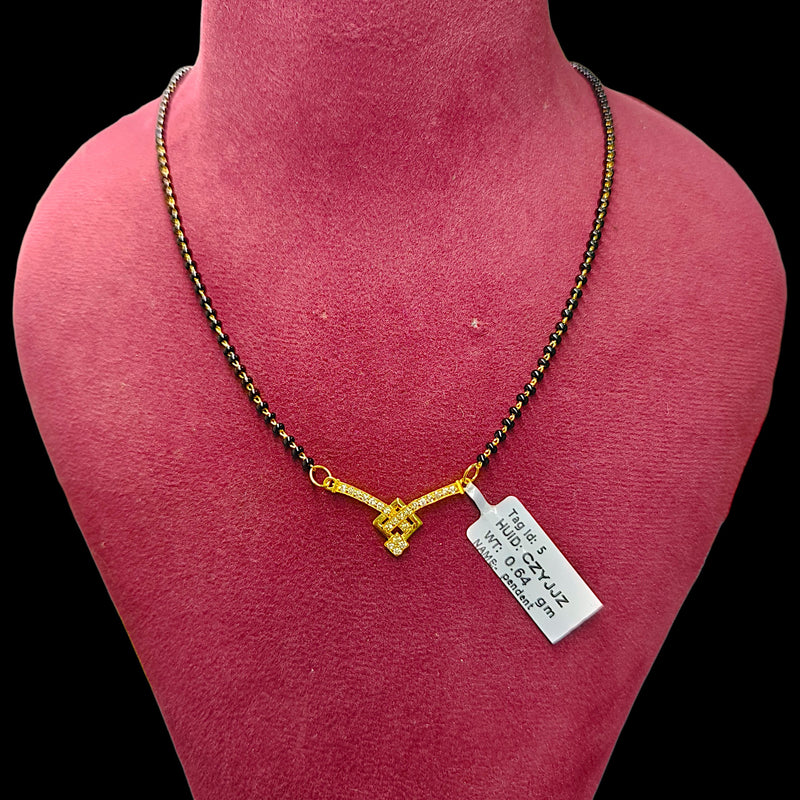 GPM9K- (CZYJJZ) (WGT: 0.640 GM APPROX) BIS CERTIFIED HUID HALLMARK 375 9KT GOLD PENDANT FOR WOMEN 1 PIECE WITH FREE MANGALSUTRA & TASSEL.
