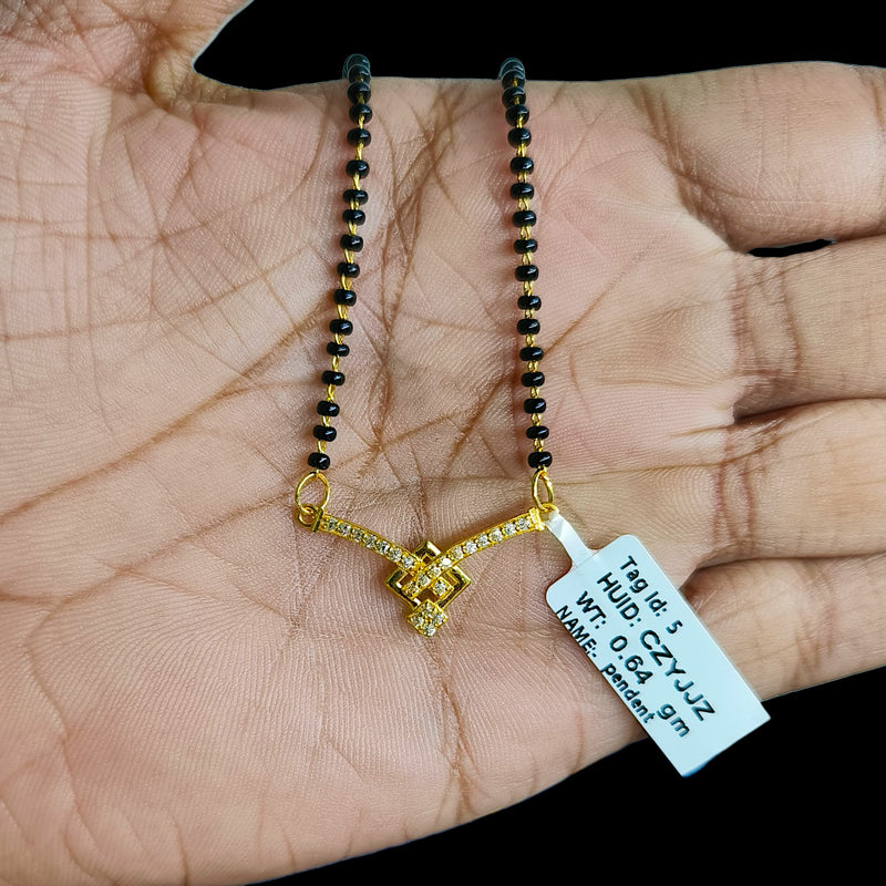 GPM9K- (CZYJJZ) (WGT: 0.640 GM APPROX) BIS CERTIFIED HUID HALLMARK 375 9KT GOLD PENDANT FOR WOMEN 1 PIECE WITH FREE MANGALSUTRA & TASSEL.