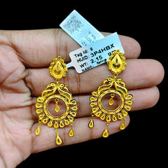GOLD EARRINGS- (A7SZ7M)-(3P4HBX) (WGT: 4.380 GM APPROX) BIS CERTIFIED HUID HALLMARK 916 22KT GOLD EARRINGS 1 PAIR FOR WOMEN.