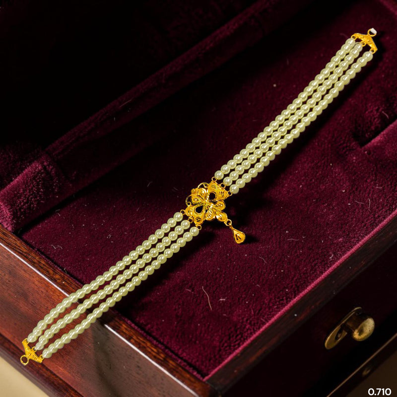GMC9K- (1A1LXA) (WGT: 0.710 GM APPROX) BIS CERTIFIED HUID HALLMARK 375 9KT GOLD MOTI CHOKER 1 PIECE WITH ADJUSTABLE TASSEL FOR GIFT IN MARRIAGE.