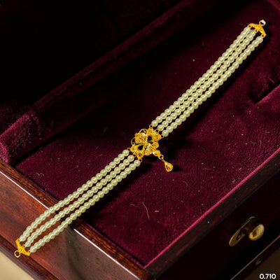 GMC9K- (1A1LXA) (WGT: 0.710 GM APPROX) BIS CERTIFIED HUID HALLMARK 375 9KT GOLD MOTI CHOKER 1 PIECE WITH ADJUSTABLE TASSEL FOR GIFT IN MARRIAGE.