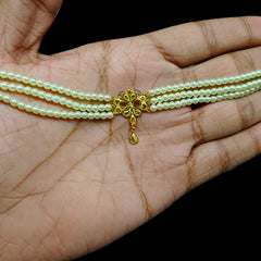GMC9K- (1A1LXA) (WGT: 0.710 GM APPROX) BIS CERTIFIED HUID HALLMARK 375 9KT GOLD MOTI CHOKER 1 PIECE WITH ADJUSTABLE TASSEL FOR GIFT IN MARRIAGE.