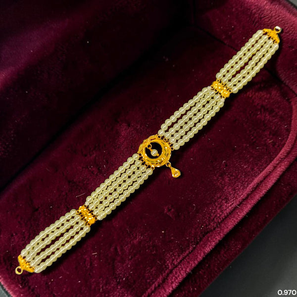 GMC9K- (GUW1FH) (WGT: 0.970 GM APPROX) BIS CERTIFIED HUID HALLMARK 375 9KT GOLD MOTI CHOKER 1 PIECE WITH ADJUSTABLE TASSEL FOR GIFT IN MARRIAGE.