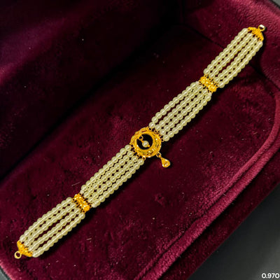 GMC9K- (GUW1FH) (WGT: 0.970 GM APPROX) BIS CERTIFIED HUID HALLMARK 375 9KT GOLD MOTI CHOKER 1 PIECE WITH ADJUSTABLE TASSEL FOR GIFT IN MARRIAGE.