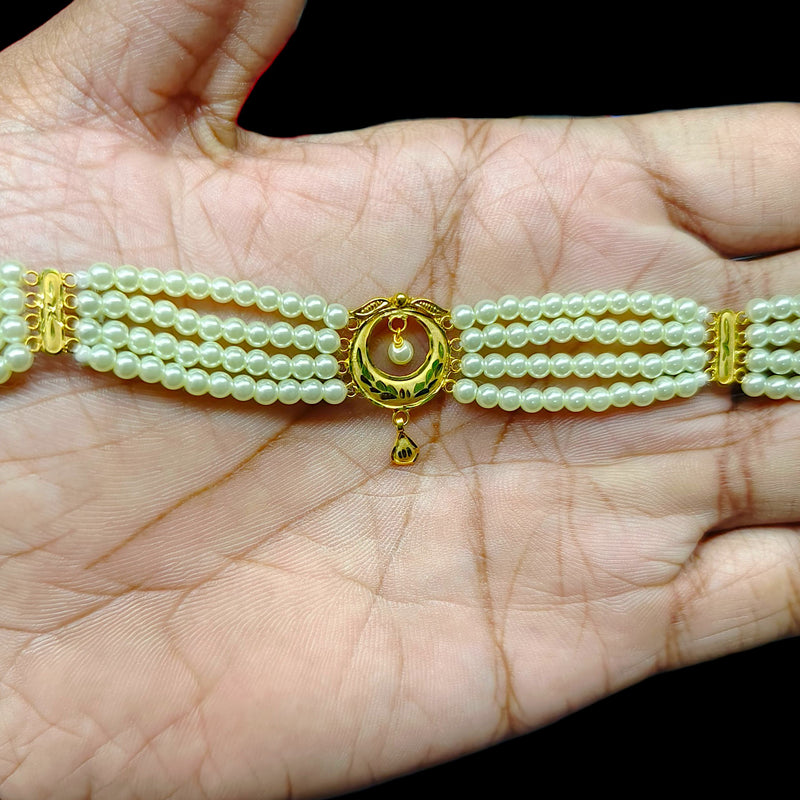 GMC9K- (GUW1FH) (WGT: 0.970 GM APPROX) BIS CERTIFIED HUID HALLMARK 375 9KT GOLD MOTI CHOKER 1 PIECE WITH ADJUSTABLE TASSEL FOR GIFT IN MARRIAGE.