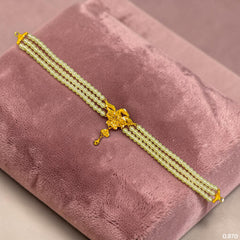 GMC9K- (TJ6SRM) (WGT: 0.870 GM APPROX) BIS CERTIFIED HUID HALLMARK 375 9KT GOLD MOTI CHOKER 1 PIECE WITH ADJUSTABLE TASSEL FOR GIFT IN MARRIAGE.