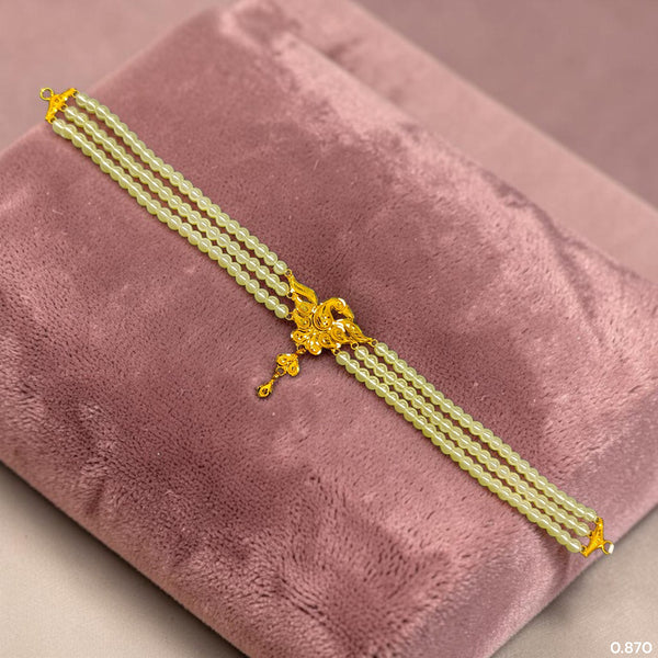 GMC9K- (TJ6SRM) (WGT: 0.870 GM APPROX) BIS CERTIFIED HUID HALLMARK 375 9KT GOLD MOTI CHOKER 1 PIECE WITH ADJUSTABLE TASSEL FOR GIFT IN MARRIAGE.
