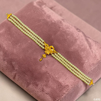 GMC9K- (TJ6SRM) (WGT: 0.870 GM APPROX) BIS CERTIFIED HUID HALLMARK 375 9KT GOLD MOTI CHOKER 1 PIECE WITH ADJUSTABLE TASSEL FOR GIFT IN MARRIAGE.