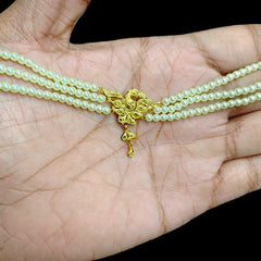 GMC9K- (TJ6SRM) (WGT: 0.870 GM APPROX) BIS CERTIFIED HUID HALLMARK 375 9KT GOLD MOTI CHOKER 1 PIECE WITH ADJUSTABLE TASSEL FOR GIFT IN MARRIAGE.