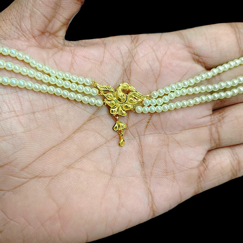 GMC9K- (TJ6SRM) (WGT: 0.870 GM APPROX) BIS CERTIFIED HUID HALLMARK 375 9KT GOLD MOTI CHOKER 1 PIECE WITH ADJUSTABLE TASSEL FOR GIFT IN MARRIAGE.
