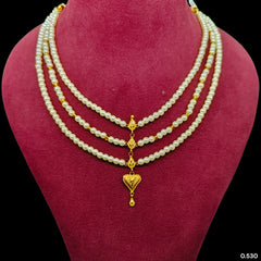 GOLD MOTI HAR- (NPLKM4)-(WGT: 0.530 GM APPROX) BIS CERTIFIED HUID HALLMARK 375 9KT GOLD MOTI NECKLACE 1 PIECE  WITH ADJUSTABLE TASSEL FOR GIFT IN MARRIAGE.