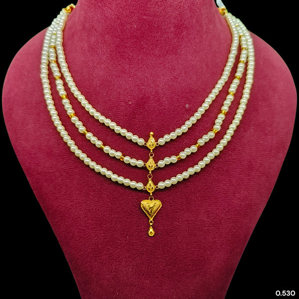 GOLD MOTI HAR- (NPLKM4)-(WGT: 0.530 GM APPROX) BIS CERTIFIED HUID HALLMARK 375 9KT GOLD MOTI NECKLACE 1 PIECE  WITH ADJUSTABLE TASSEL FOR GIFT IN MARRIAGE.