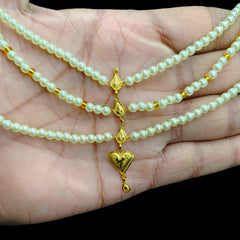 GOLD MOTI HAR- (NPLKM4)-(WGT: 0.530 GM APPROX) BIS CERTIFIED HUID HALLMARK 375 9KT GOLD MOTI NECKLACE 1 PIECE  WITH ADJUSTABLE TASSEL FOR GIFT IN MARRIAGE.