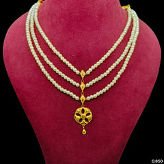 GOLD MOTI HAR- (DW14WQ)-(WGT: 0.850 GM APPROX) BIS CERTIFIED HUID HALLMARK 375 9KT GOLD MOTI NECKLACE 1 PIECE  WITH ADJUSTABLE TASSEL FOR GIFT IN MARRIAGE.