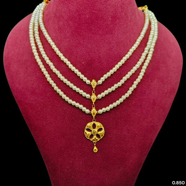 GOLD MOTI HAR- (DW14WQ)-(WGT: 0.850 GM APPROX) BIS CERTIFIED HUID HALLMARK 375 9KT GOLD MOTI NECKLACE 1 PIECE  WITH ADJUSTABLE TASSEL FOR GIFT IN MARRIAGE.