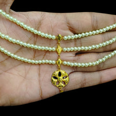 GOLD MOTI HAR- (DW14WQ)-(WGT: 0.850 GM APPROX) BIS CERTIFIED HUID HALLMARK 375 9KT GOLD MOTI NECKLACE 1 PIECE  WITH ADJUSTABLE TASSEL FOR GIFT IN MARRIAGE.