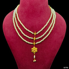 GOLD MOTI HAR- (8WSIL9)-(WGT: 0.770 GM APPROX) BIS CERTIFIED HUID HALLMARK 375 9KT GOLD MOTI NECKLACE 1 PIECE  WITH ADJUSTABLE TASSEL FOR GIFT IN MARRIAGE.