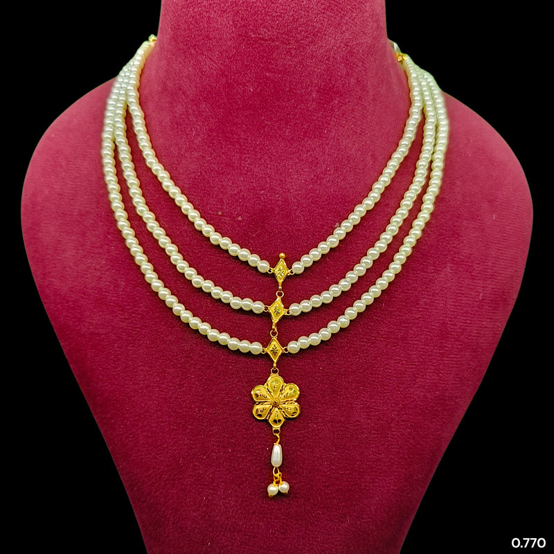 GOLD MOTI HAR- (8WSIL9)-(WGT: 0.770 GM APPROX) BIS CERTIFIED HUID HALLMARK 375 9KT GOLD MOTI NECKLACE 1 PIECE  WITH ADJUSTABLE TASSEL FOR GIFT IN MARRIAGE.