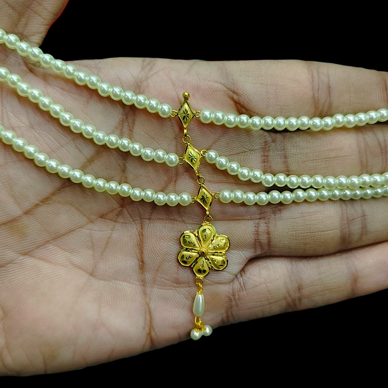 GOLD MOTI HAR- (8WSIL9)-(WGT: 0.770 GM APPROX) BIS CERTIFIED HUID HALLMARK 375 9KT GOLD MOTI NECKLACE 1 PIECE  WITH ADJUSTABLE TASSEL FOR GIFT IN MARRIAGE.