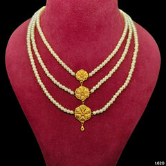 GOLD MOTI HAR- (367BZZ)-(WGT: 1.620 GM APPROX) BIS CERTIFIED HUID HALLMARK 375 9KT GOLD MOTI NECKLACE 1 PIECE  WITH ADJUSTABLE TASSEL FOR GIFT IN MARRIAGE.