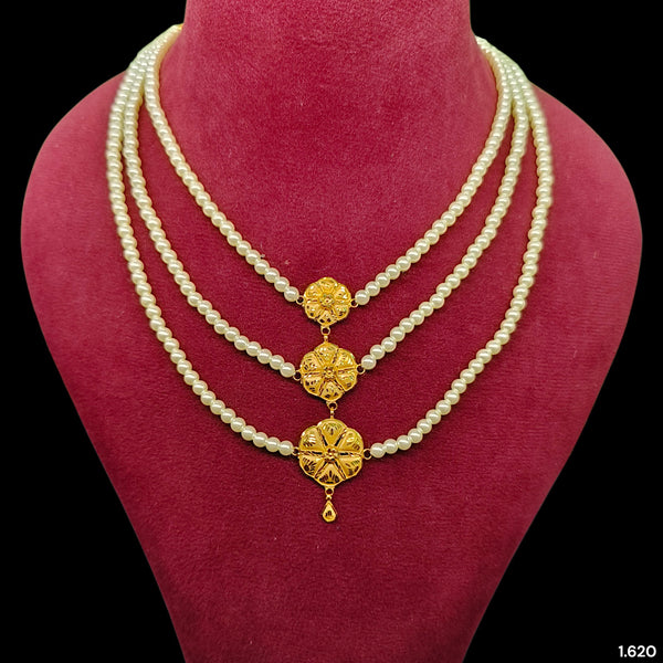 GOLD MOTI HAR- (367BZZ)-(WGT: 1.620 GM APPROX) BIS CERTIFIED HUID HALLMARK 375 9KT GOLD MOTI NECKLACE 1 PIECE  WITH ADJUSTABLE TASSEL FOR GIFT IN MARRIAGE.