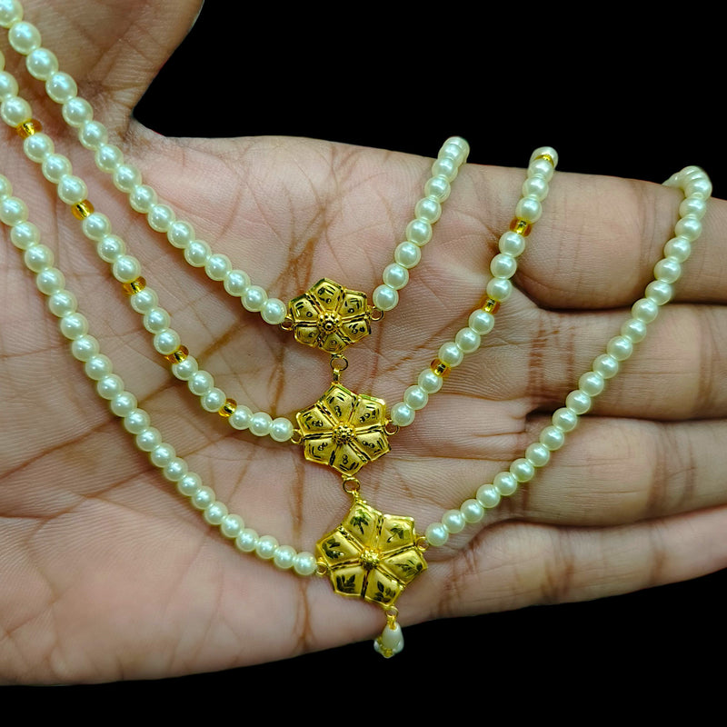 GOLD MOTI HAR- (DUG2YA)-(WGT: 1.320 GM APPROX) BIS CERTIFIED HUID HALLMARK 375 9KT GOLD MOTI NECKLACE 1 PIECE  WITH ADJUSTABLE TASSEL FOR GIFT IN MARRIAGE.