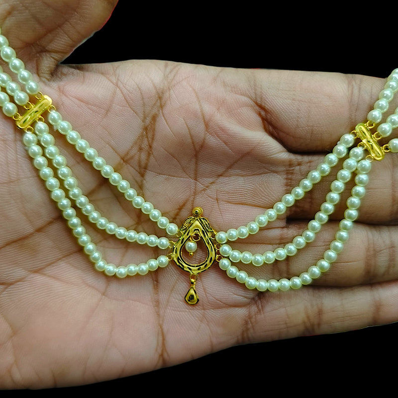 GOLD MOTI HAR- (D79CN6)-(WGT: 0.840 GM APPROX) BIS CERTIFIED HUID HALLMARK 375 9KT GOLD MOTI NECKLACE 1 PIECE  WITH ADJUSTABLE TASSEL FOR GIFT IN MARRIAGE.