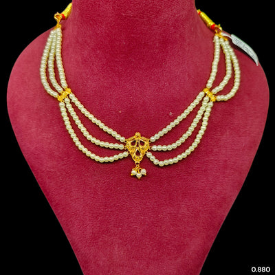 GOLD MOTI HAR- (DMQYWB)-(WGT: 0.880 GM APPROX) BIS CERTIFIED HUID HALLMARK 375 9KT GOLD MOTI NECKLACE 1 PIECE  WITH ADJUSTABLE TASSEL FOR GIFT IN MARRIAGE.