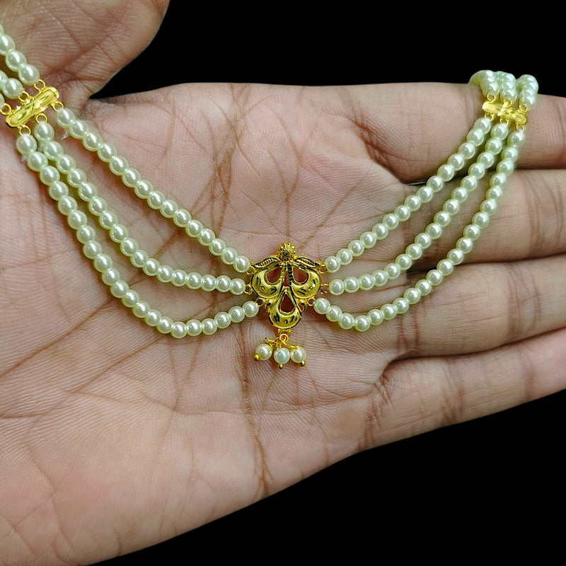 GOLD MOTI HAR- (DMQYWB)-(WGT: 0.880 GM APPROX) BIS CERTIFIED HUID HALLMARK 375 9KT GOLD MOTI NECKLACE 1 PIECE  WITH ADJUSTABLE TASSEL FOR GIFT IN MARRIAGE.