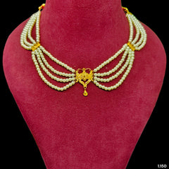 GOLD MOTI HAR- (UYG6KI)-(WGT: 1.150 GM APPROX) BIS CERTIFIED HUID HALLMARK 375 9KT GOLD MOTI NECKLACE 1 PIECE  WITH ADJUSTABLE TASSEL FOR GIFT IN MARRIAGE.