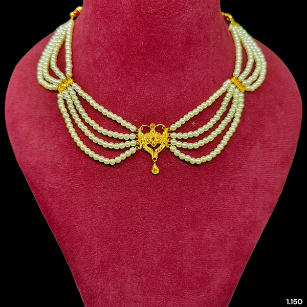 GOLD MOTI HAR- (UYG6KI)-(WGT: 1.150 GM APPROX) BIS CERTIFIED HUID HALLMARK 375 9KT GOLD MOTI NECKLACE 1 PIECE  WITH ADJUSTABLE TASSEL FOR GIFT IN MARRIAGE.