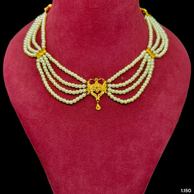 GOLD MOTI HAR- (UYG6KI)-(WGT: 1.150 GM APPROX) BIS CERTIFIED HUID HALLMARK 375 9KT GOLD MOTI NECKLACE 1 PIECE  WITH ADJUSTABLE TASSEL FOR GIFT IN MARRIAGE.