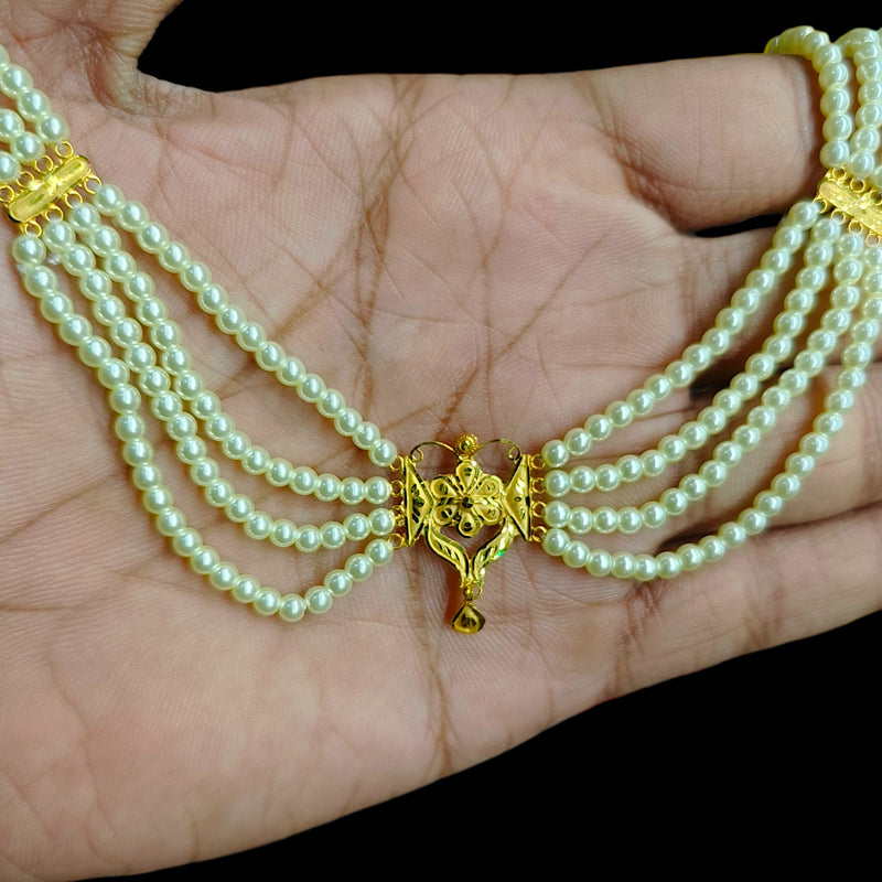 GOLD MOTI HAR- (UYG6KI)-(WGT: 1.150 GM APPROX) BIS CERTIFIED HUID HALLMARK 375 9KT GOLD MOTI NECKLACE 1 PIECE  WITH ADJUSTABLE TASSEL FOR GIFT IN MARRIAGE.