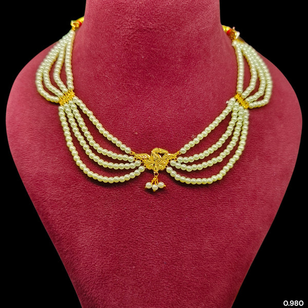 GOLD MOTI HAR- (VDHP58)-(WGT: 0.980 GM APPROX) BIS CERTIFIED HUID HALLMARK 375 9KT GOLD MOTI NECKLACE 1 PIECE  WITH ADJUSTABLE TASSEL FOR GIFT IN MARRIAGE.