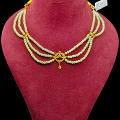 GOLD MOTI HAR- (IPP13J)-(WGT: 0.870 GM APPROX) BIS CERTIFIED HUID HALLMARK 375 9KT GOLD MOTI NECKLACE 1 PIECE  WITH ADJUSTABLE TASSEL FOR GIFT IN MARRIAGE.