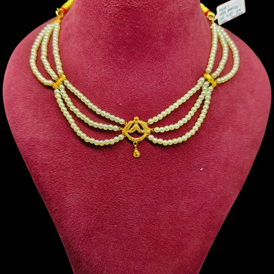 GOLD MOTI HAR- (IPP13J)-(WGT: 0.870 GM APPROX) BIS CERTIFIED HUID HALLMARK 375 9KT GOLD MOTI NECKLACE 1 PIECE  WITH ADJUSTABLE TASSEL FOR GIFT IN MARRIAGE.